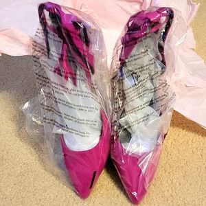 Berry Fabric Ankle Tie Heels